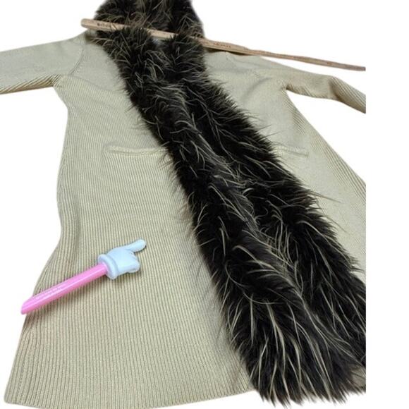 "SIDEFFECTS" VTG Y2K Faux Fur Open Front Sweater SZ L SMALL SPOT SEE PICS Rare! - Picture 4 of 10